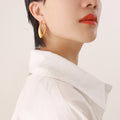 Chunky Polished U-Shape Hoop Earrings Gold Or Steel view 1