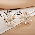 Pearlescent Petal Flower Studs with Clear Teardrop Stones view 8