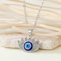 Crystal Lash Evil Eye Pendant Necklaces in Gold and Silver Tone view 3