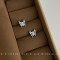 Silver Mini Butterfly Stud Earrings Triple Pearl Body view 3