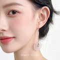 Silver-Tone Round Shell Disc Long Pearl Chain Drop Earrings view 2