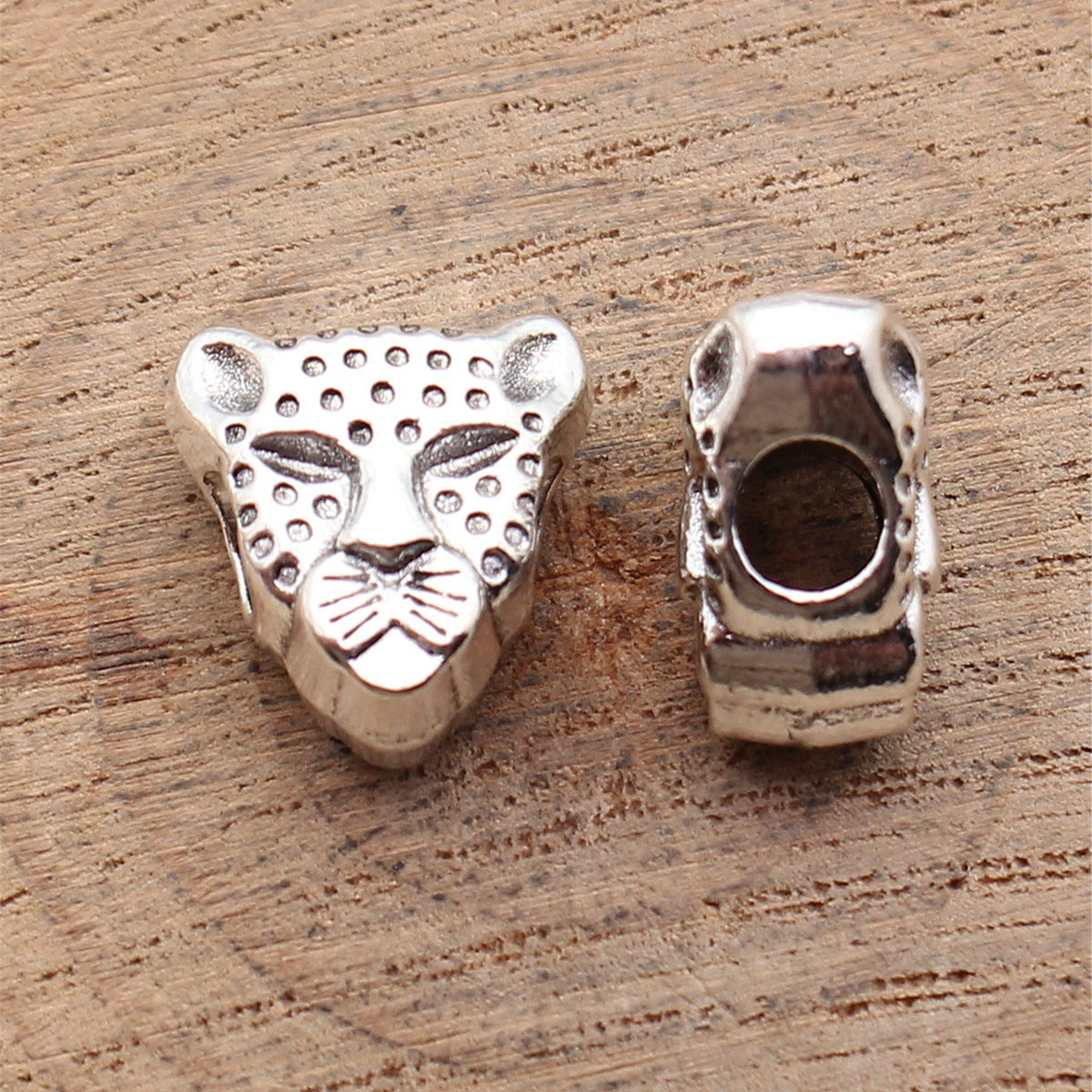 14x14x8.3mm 4.2g Multicolor Zinc Alloy Leopard Head Large Hole Beads for Bracelet Jewelry Making