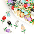 Enamel-Look Gold Silver Tulip Alloy Charms in 12 Styles view 1