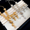 Polished Metal Disc Cascade Necklace Earring Set Pair view 4