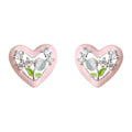 Heart Enamel Tulip Clear CZ Stud Earrings White Pink view 5