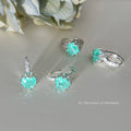 Silver Tone Aqua Cluster Stone Huggie Hoop Earrings For Women view 1