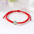 Red Woven Cord Small Round Evil Eye Adjustable Bracelets view 3