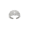 Silver Multi-Row Clear Crystal Open Cuff Statement Ring view 5