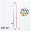 Faceted 8mm Round Bead Necklace With Gold Tone Ring Clasp view 9