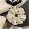 Polka Dot Fabric Oversized Scrunchie With Lace Trim view 2