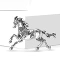 Running Horse Metal Brooch in Detailed Metal and Crystal Design view 3