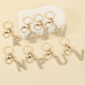 Gold-Tone Rhinestone A-Z Letter Keychains With Lobster Clasps view 1