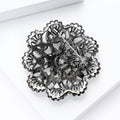 Black Openwork Rhinestone Flower Brooch Decorative Lapel Pin view 4