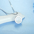 Silver Round Moonstone Antler Motif Pendant Necklace Metal view 3