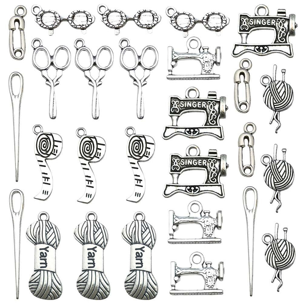 Zinc Alloy Sewing Machine Yarn Needle Charm Pendant for DIY Keychain Necklace Earrings