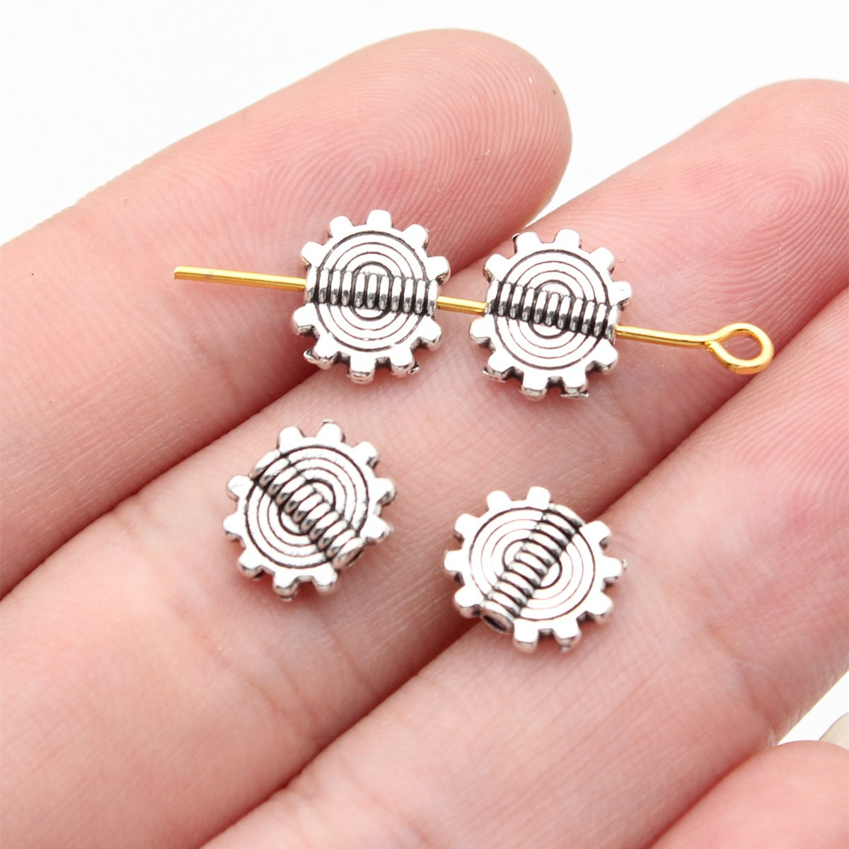 9.8x8.3mm 0.53g Antique Silver Zinc Alloy Gear Tooth Small Hole Beads for DIY Bracelet Jewelry Making