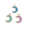Gold Tone Crescent Moon Charms with Star Pattern in Three Colors view 2