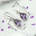 Purple Teardrop Bezel Hook Drop Earrings Gold White Metal view 4