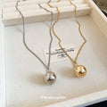 Gold Silver Round Ball Pendant Box Chain Necklace Pair view 4