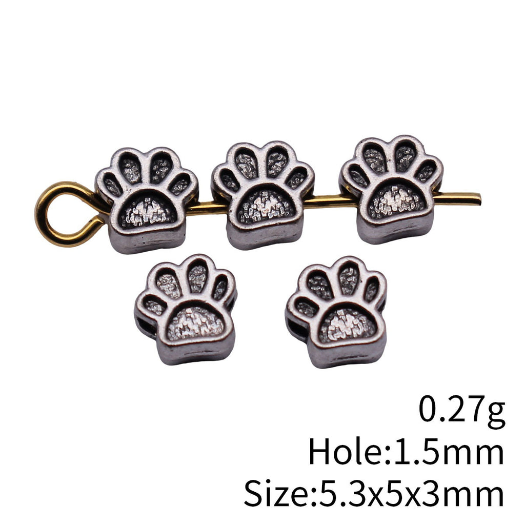 5.3x5x3mm 0.27g Multicolor Zinc Alloy Dog Paw Loose Metal Beads for Bracelet Necklace Jewelry Making