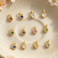 Gold Tone Chain Necklaces With Twelve Small Heart Birthstone Pendants view 2