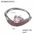 Open Side Zircon Ring Teardrop Stone Pave Band Design view 10