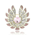 Gold Crystal Petal Flower Brooch Pink Yellow Center view 5