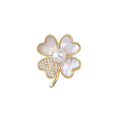 Six Floral Branch and Clover Pearl Look Metal Brooch Designs view 3