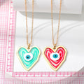 Gold Tone Large Heart Resin Evil Eye Pendant Necklaces view 5