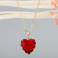 Gold Tone Faceted Heart Glass Pendant Necklaces in Four Colors view 4