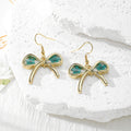 Gold Bow Dried Flower Resin Earrings Ten Color Styles view 2
