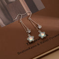 Blue Gradient Star Silver Tone Long Chain Hook Earrings view 4