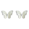Silver Cream Enamel Butterfly Crystal Edge Stud Earrings view 5