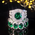 Oversized Square Halo Two-Ring Set In Four Stone Colors view 1