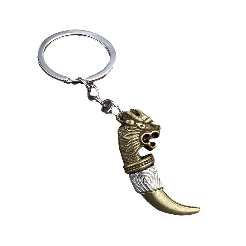 Vintage Wolf Tooth Zinc Alloy Car Keychain Pendant Accessory