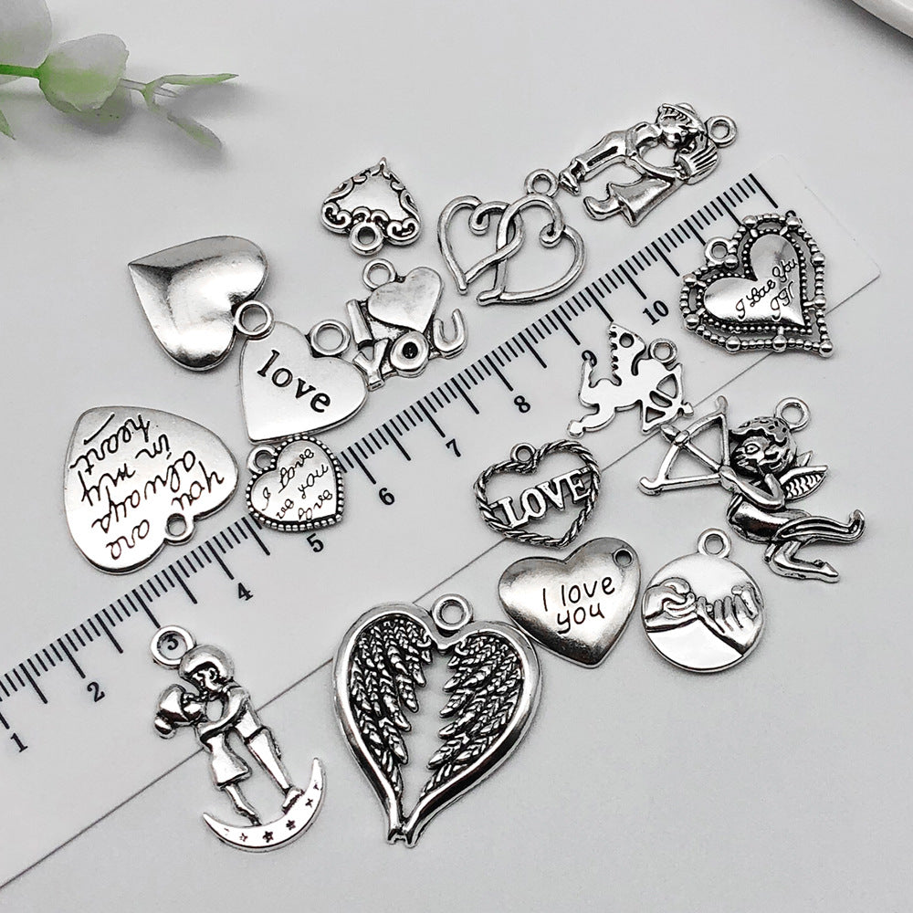 Vintage Zinc Alloy Angel Cupid Hollow Heart Charm Pendant for Necklace Bracelet DIY