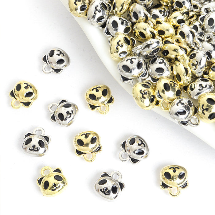 Panda Face Charms in Gold and Silver Tones, Two Finishes