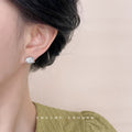 Silver Open Clamshell Pearl Stud Earrings Pair Style view 2