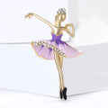 Crystal Ballerina Brooch in Purple and Red Dresses view 2