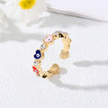 Gold Tone Colorful Evil Eye and Motif Adjustable Rings in Fourteen Designs view 12