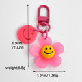 Colorful Smiley Face Flower Keychain with Matching Swivel Clasp view 2