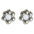 Silver Mini Flower Stud Earrings Black White Centers view 5