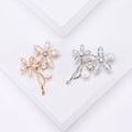 Acrylic Flower Branch Brooch in Detailed Metal and Crystal Design view 1