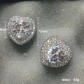 Silver Tone Triangular Clear Stone Halo Stud Earrings view 4