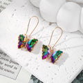 Crystal Butterfly Wing Drop Earrings Gold Hooks 11 Colors view 2