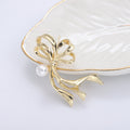 Ribbon Bow Brooch with Crystal Bud Accents for Jackets, Coats, and Scarves view 4