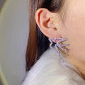 Swallow Bird Pavé Crystal Stud Earrings in Silver Tone view 3