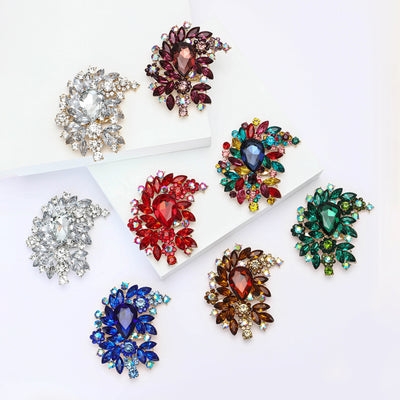 Oversized Crystal Leaf Cluster Brooch shown from the front on a white background