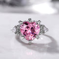 Pink Heart CZ Silver Tone Ring Clear Side Accents Sizes 6-10 view 4