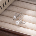 White Bow Pearl Look Extra Long Dangle Stud Earrings view 2